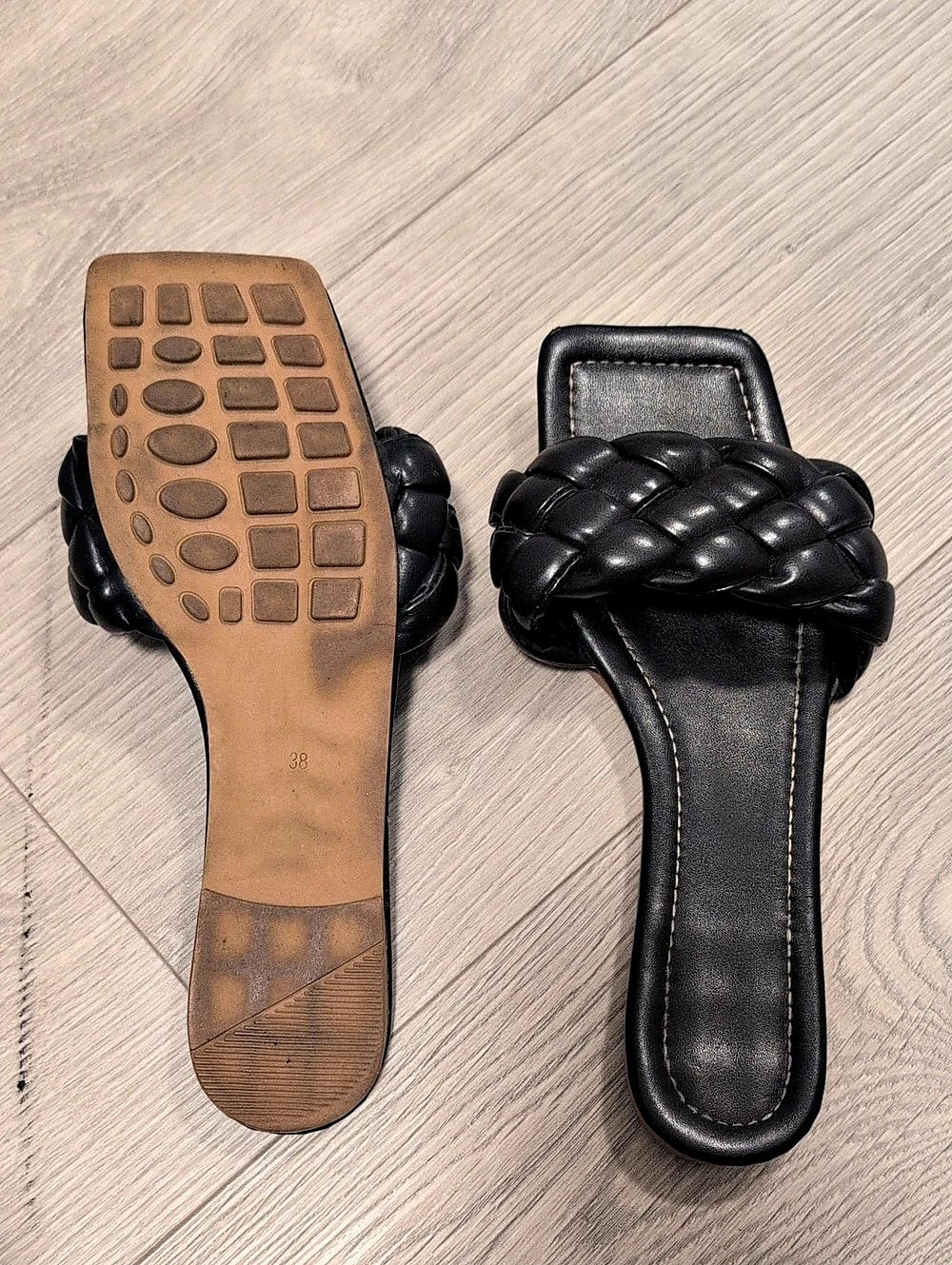 Flat Sandal Black Braided Slide Sandals